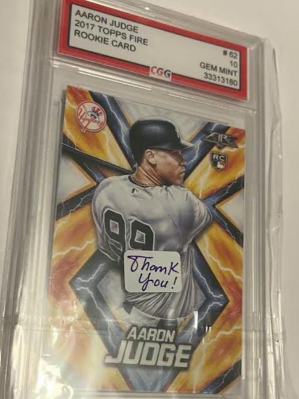 2017 Topps Fire Aaron Judge #62 - CGG 10 MINT!